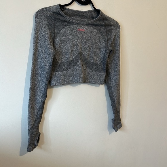 Gymshark Women's Flex Long Sleeve Crop Top Charcoal Gray Size Small - Picture 2 of 5